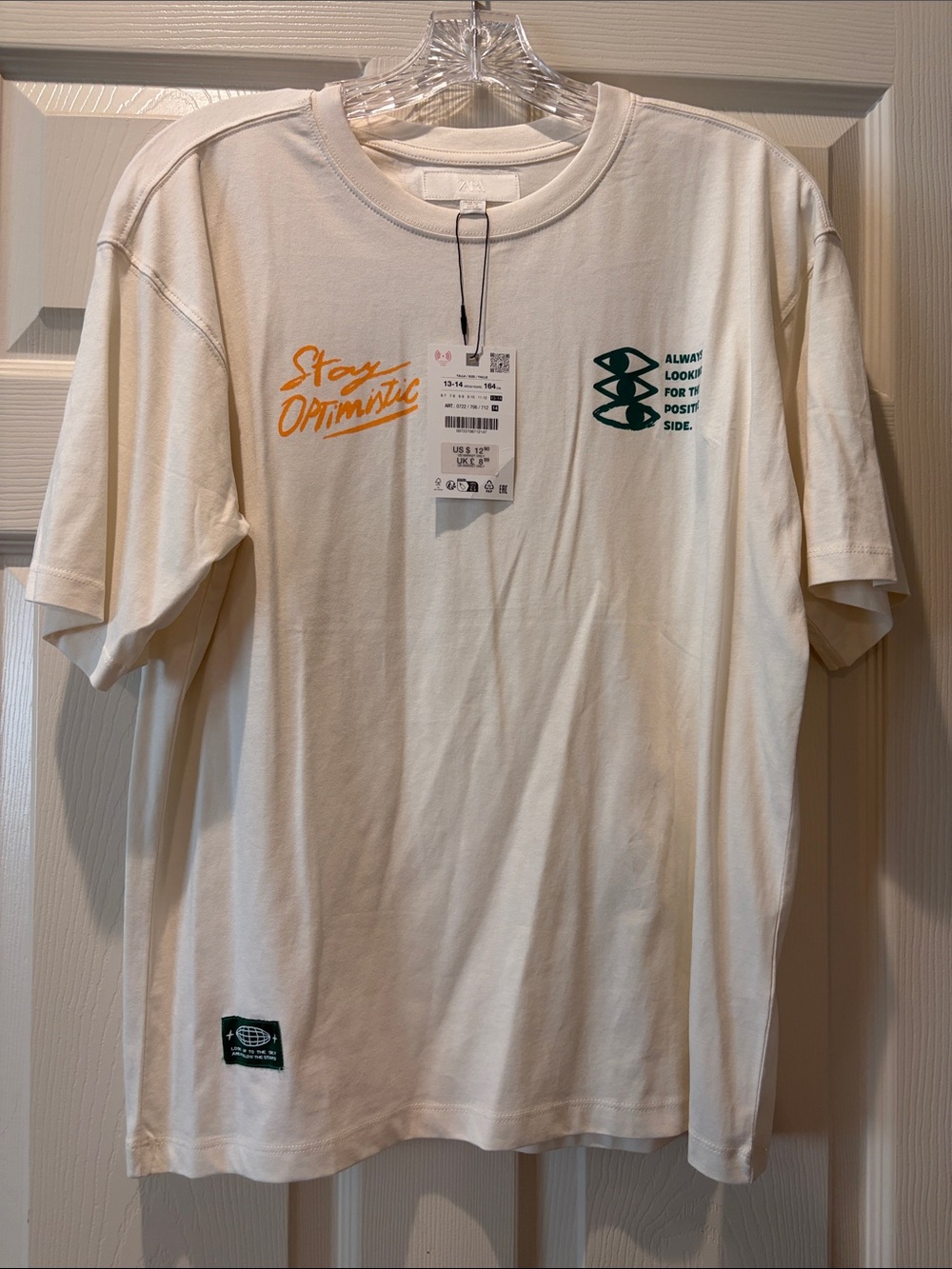 Stay Optimistic Graphic Tee - White with Green & Yellow Accents